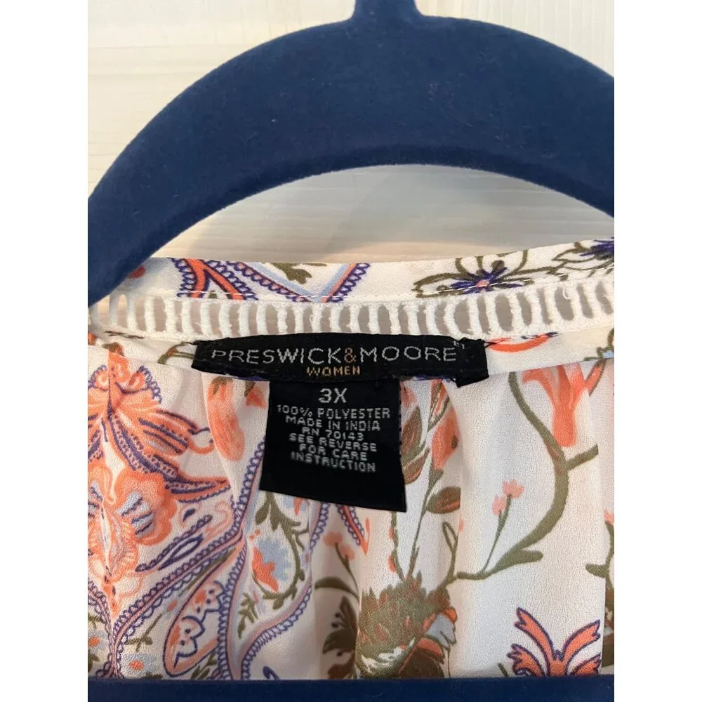 Preswick % Moore Floral Paisley Long Sleeve V-Neck Tunic Size 3X - Picture 4 of 8